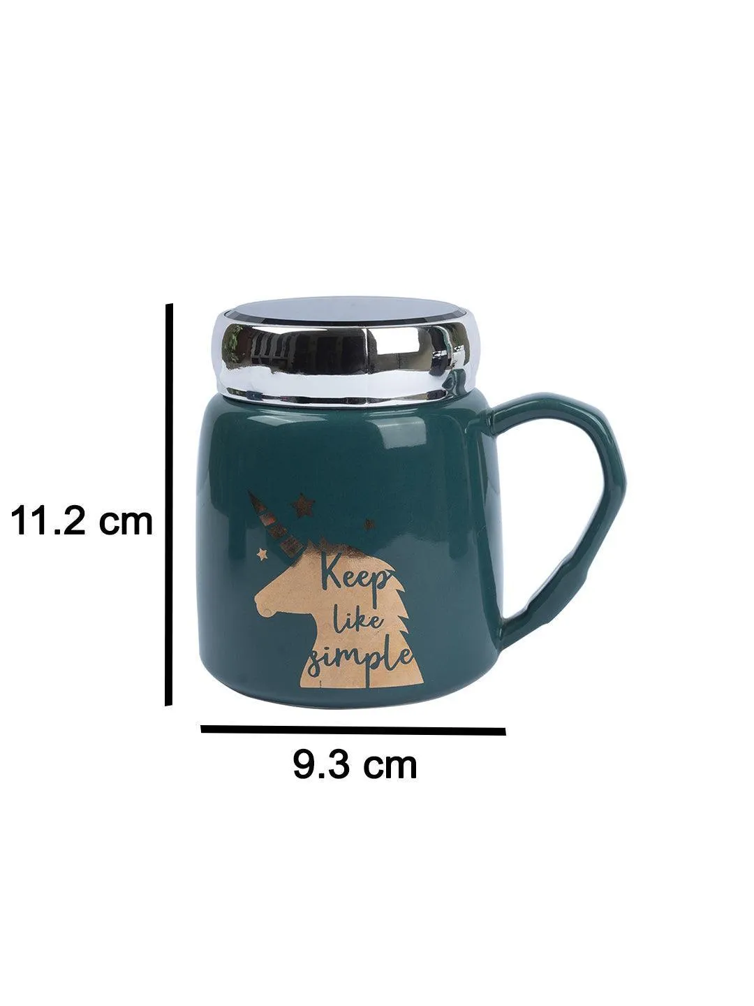 Keep Like Simple' Coffee Mug With Lid -  Sea Green, 360Ml