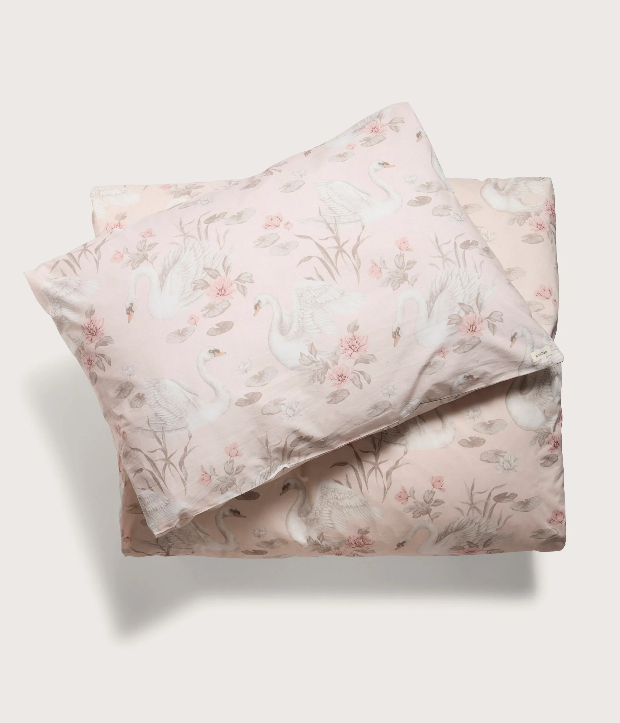 Kids pink swan lake combed cotton bedding 140x200