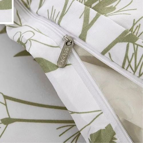 King Size 6 pieces, duvet cover set, green plant leaf design.