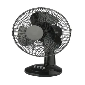 Konwin Oscillating Table Fan, Black, 12-in.