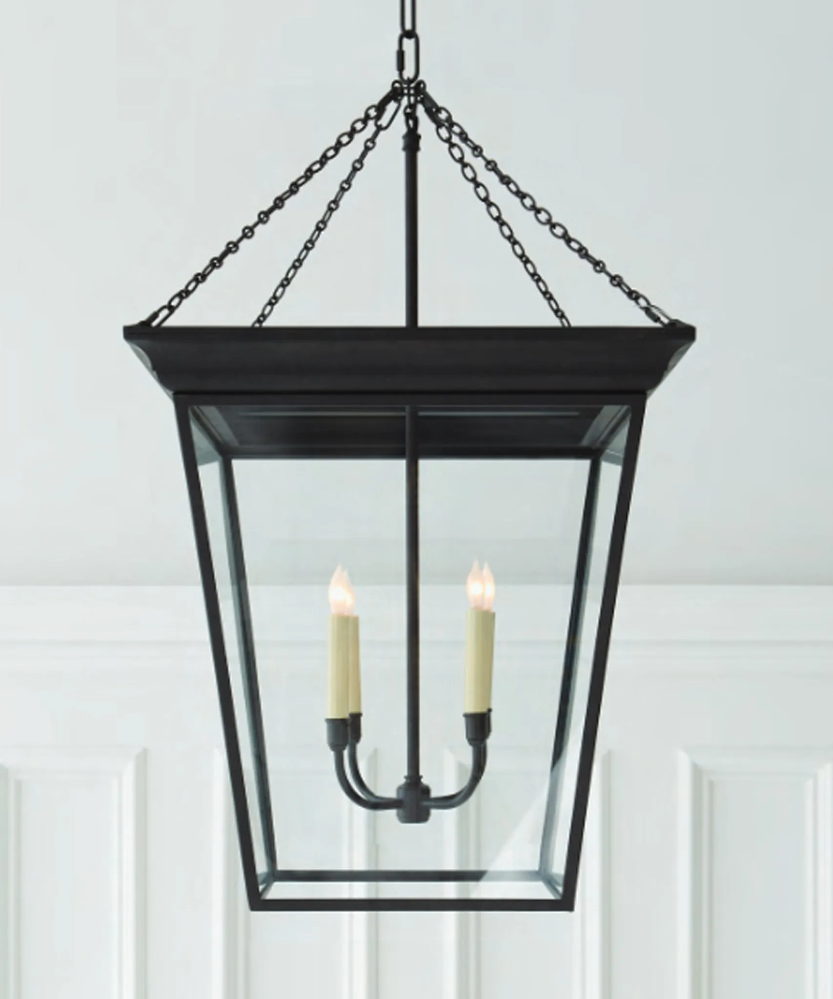 Large Cornice Hanging Lantern, Black Rust