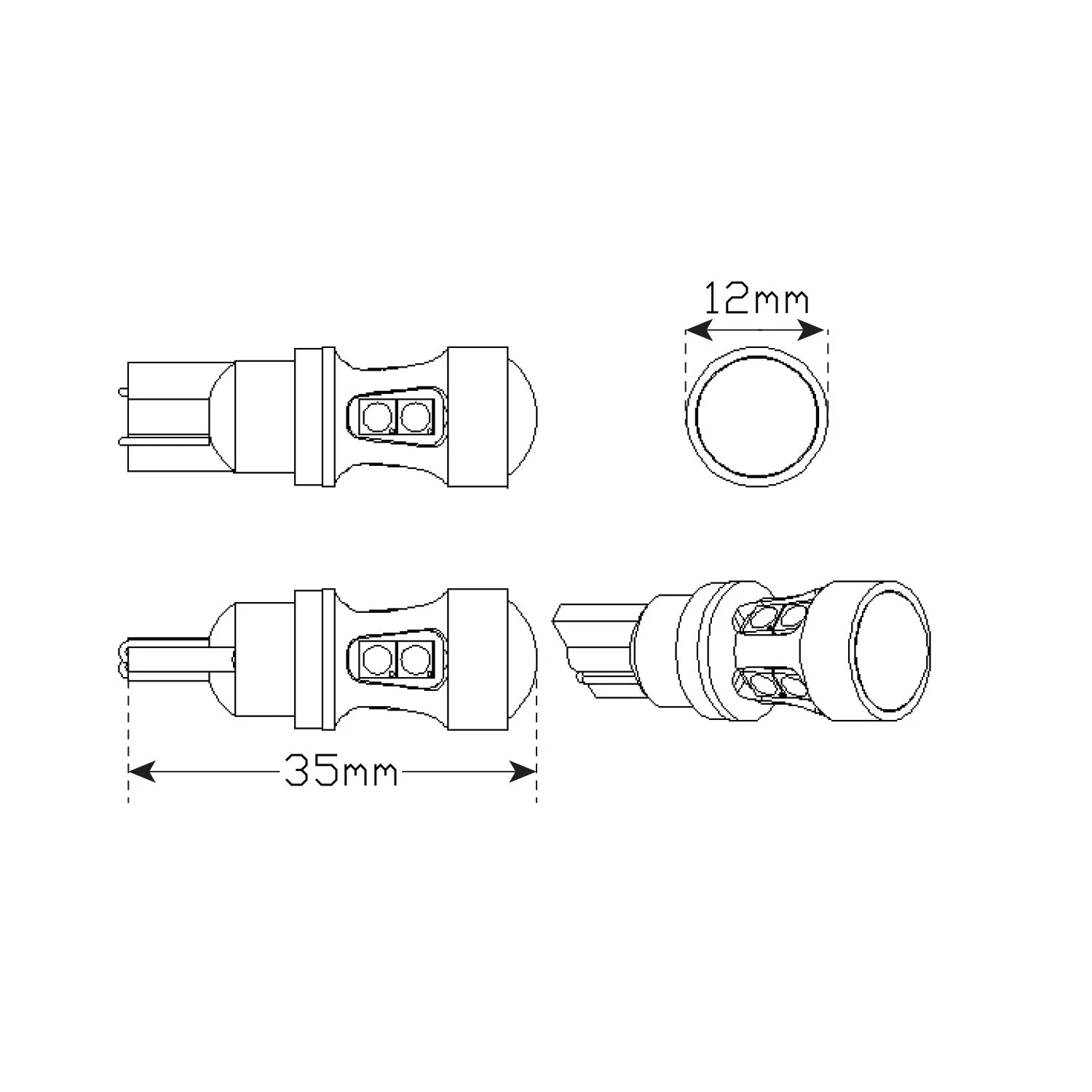 LED Autolamps T10WM T10 White LED Bulb - 200 Lumens, 35 x 12mm