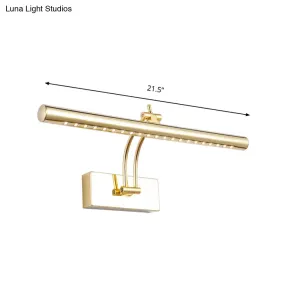 LED Bathroom Wall Lamp with Tubular Metal Shade - Chrome/Gold Finish, 16"/21.5" Wide