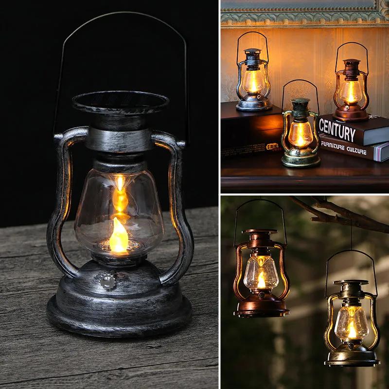 Led solar light retro kerosene lamp