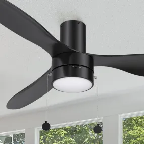 Lorain Flush Mount Ceiling Fan with LED Light and Pull Chain 52 inch