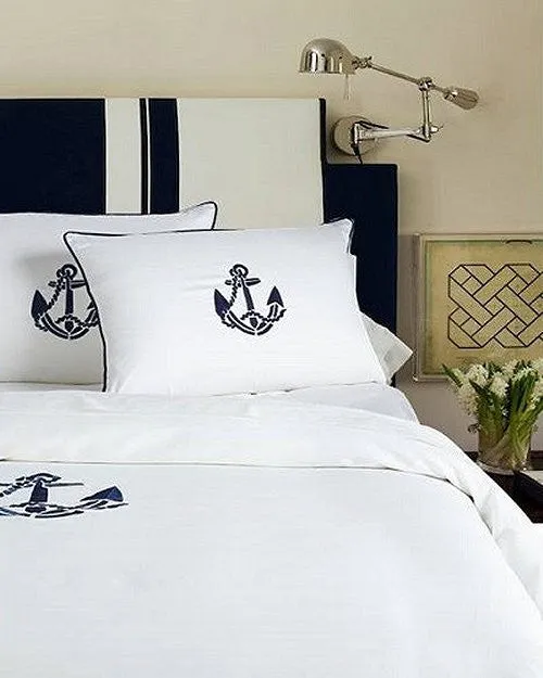 Luxe Nautique Embroidered Anchor Bedding