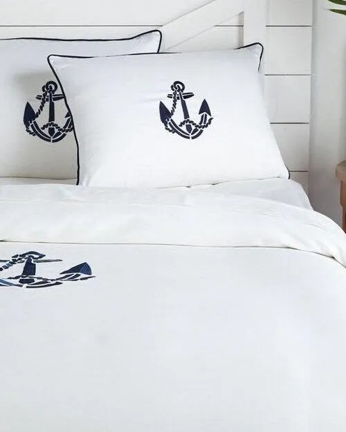 Luxe Nautique Embroidered Anchor Bedding