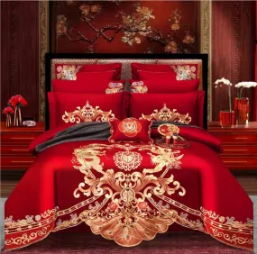 Luxury 100% Cotton Traditional Chinese Wedding Bedding Set