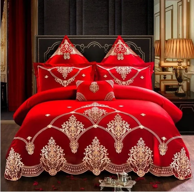 Luxury 100% Cotton Traditional Chinese Wedding Bedding Set