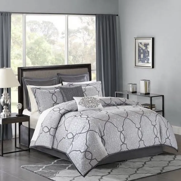 Madison Park Anouk 12-PC. Jacquard Comforter Set, Silver, King