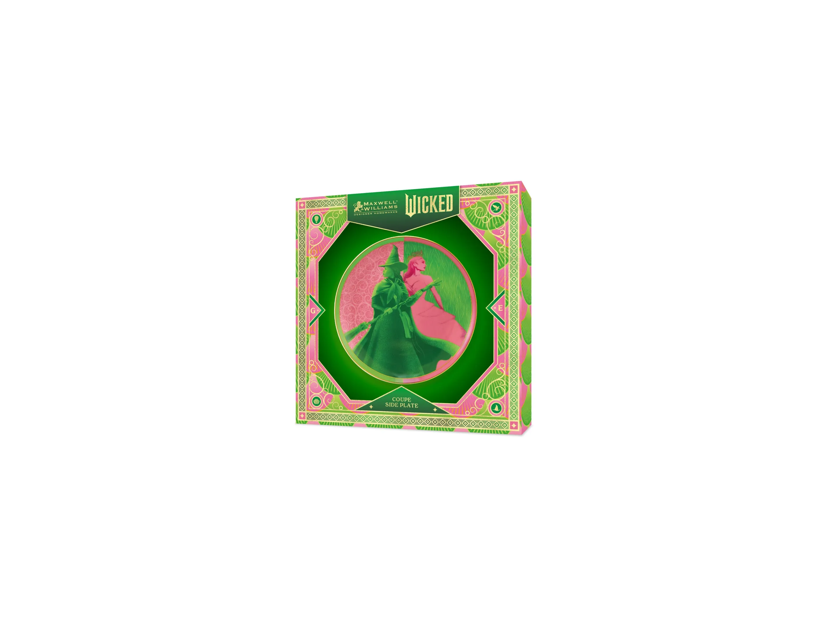 Maxwell & Williams Wicked Magical Coupe Side Plate 19cm - Pink & Green Forever