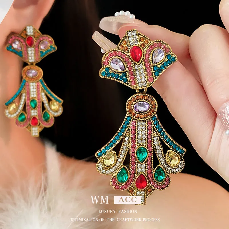 Medieval Fan-Shape Geometric Alloy Electroplating Earrings