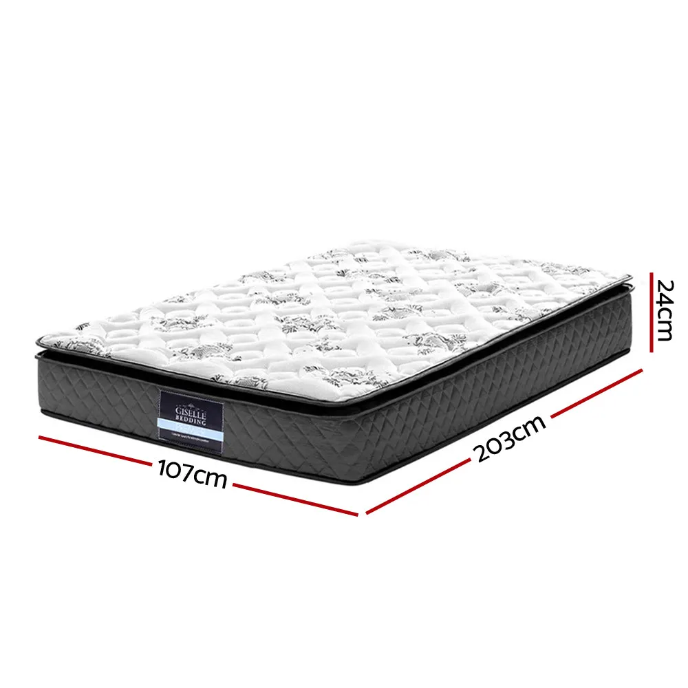 Medium Firm 24cm King Single Mattress with Pillow Top, Giselle Bedding