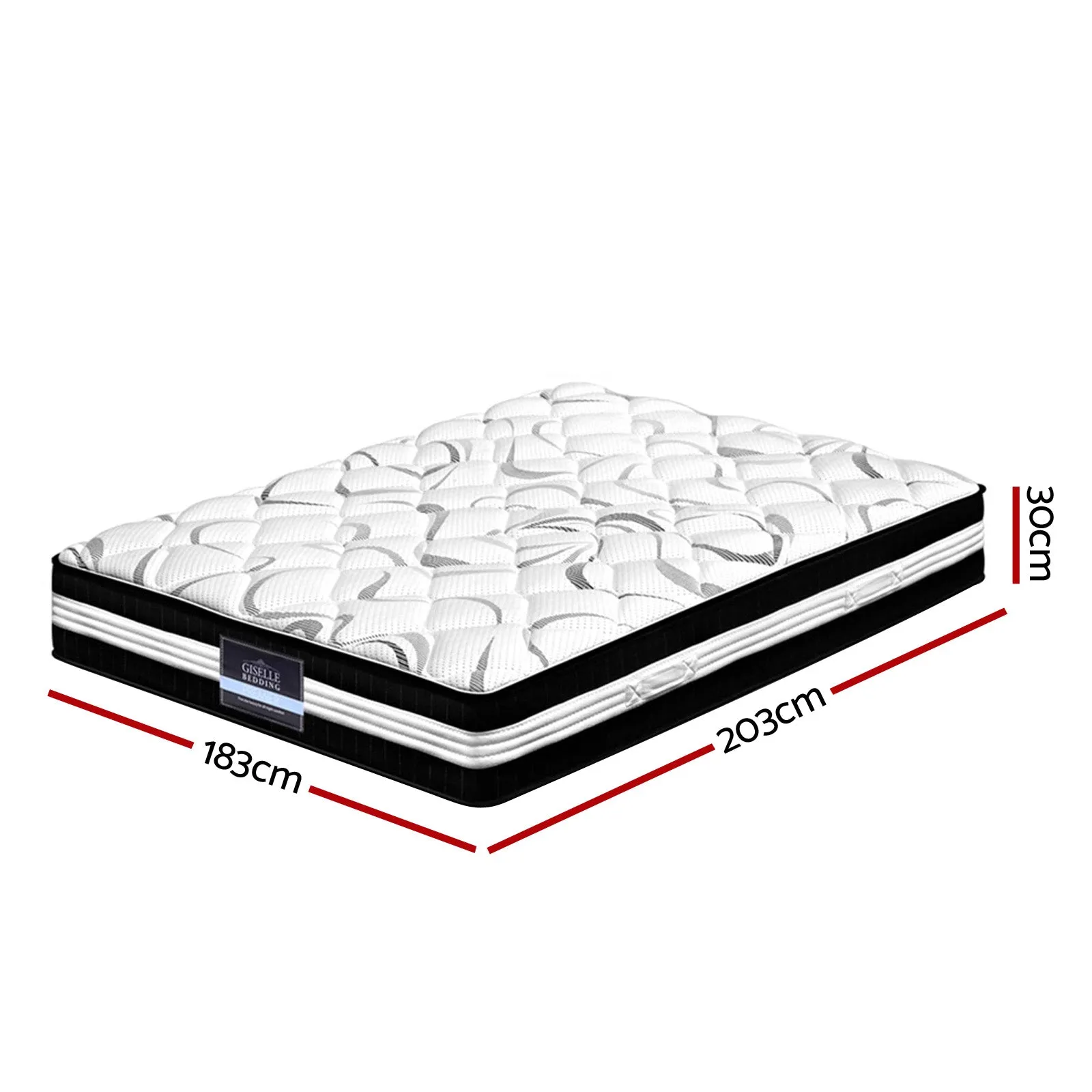 Medium-Firm 30cm King Mattress - Dust Mite Resistant - Giselle Bedding