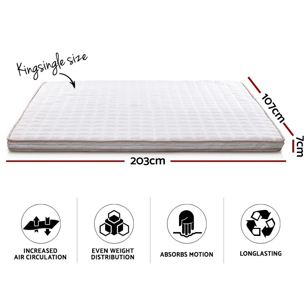 Memory Foam Mattress Topper Bed Underlay Cover King Single 7cm