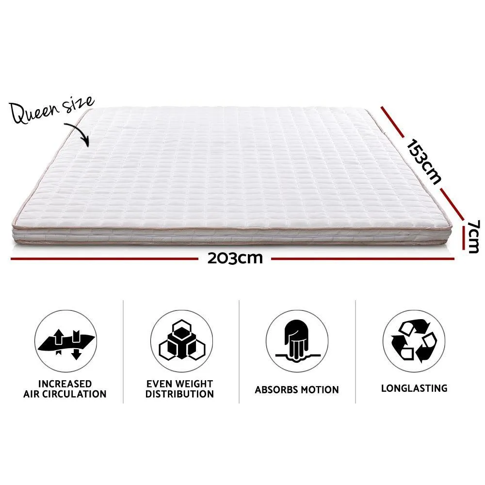 Memory Foam Mattress Topper Bed Underlay Cover Queen 7cm