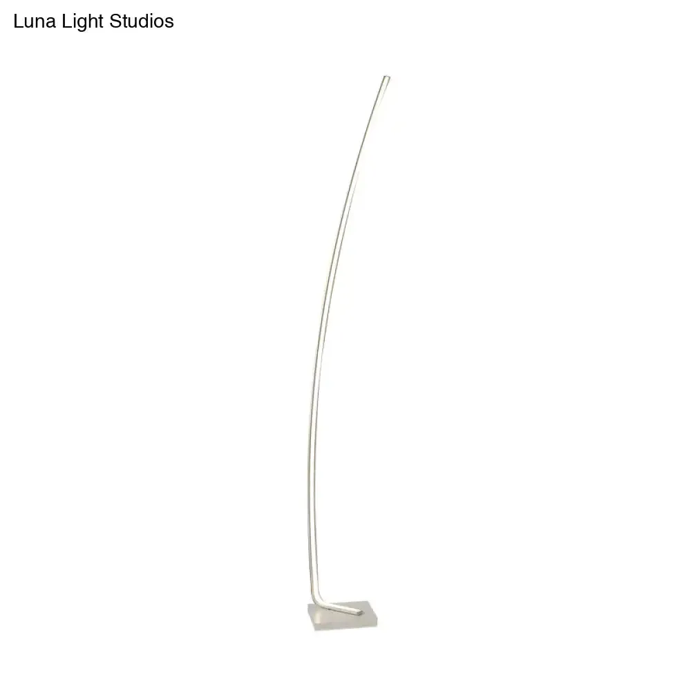 Metallic Curved LED Floor Lamp - Sleek Black/White/Gold Design for Reading, Bedside, and Stand-Up Lighting