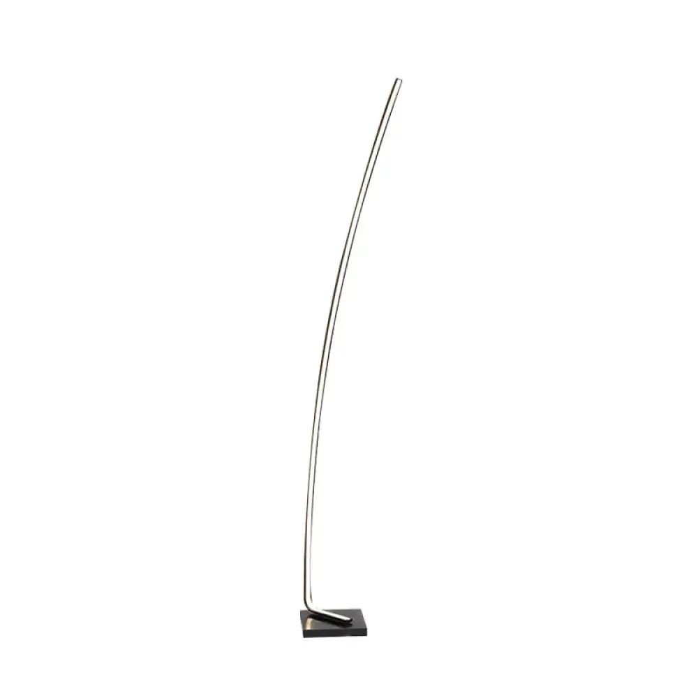 Metallic Curved LED Floor Lamp - Sleek Black/White/Gold Design for Reading, Bedside, and Stand-Up Lighting