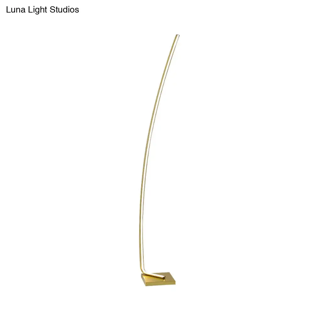 Metallic Curved LED Floor Lamp - Sleek Black/White/Gold Design for Reading, Bedside, and Stand-Up Lighting