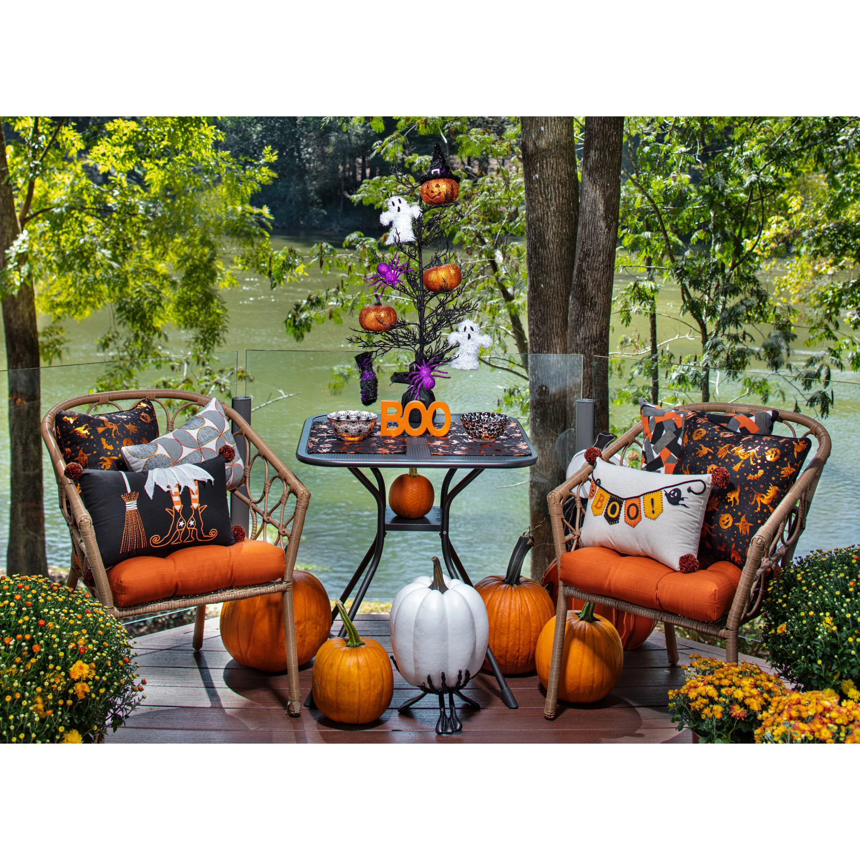 Metallic Halloween Black/Orange Placemat (Set of 2)