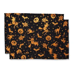 Metallic Halloween Black/Orange Placemat (Set of 2)