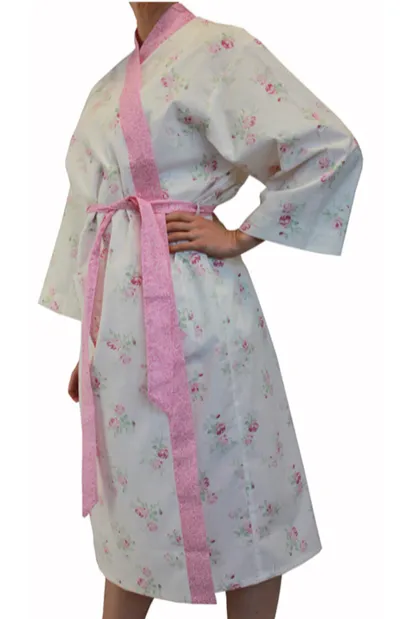 Mia Pink Floral Cotton Bathrobe