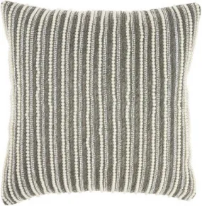 Mina Victory Luminescence Beaded Vert Stripes 20" x 20" Pewter Indoor Throw Pillow