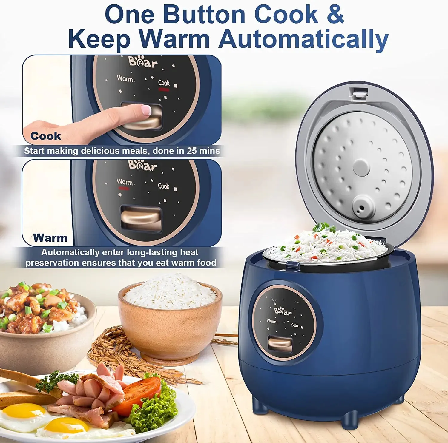 Mini Rice Cooker DFB-B12W1, 1.2L