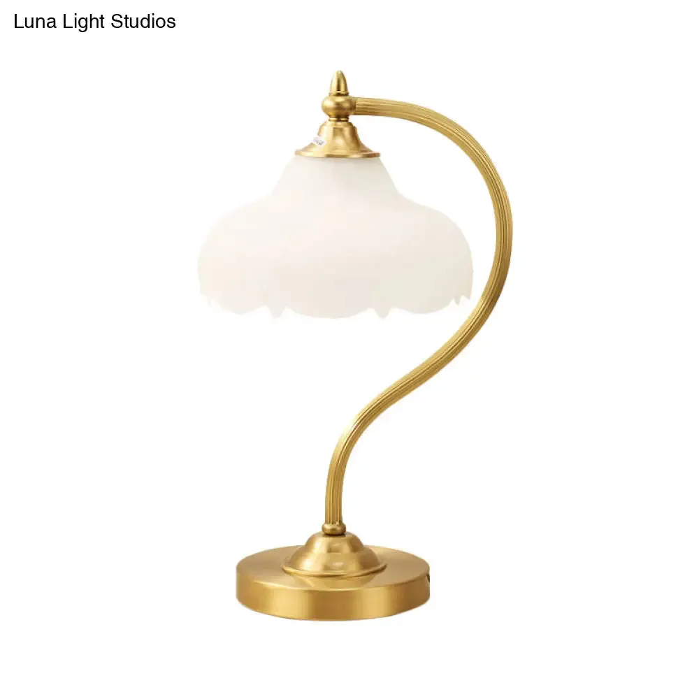 Modern Brass Metal Table Lamp with Opal Glass Shade - Perfect for Living Room Lighting