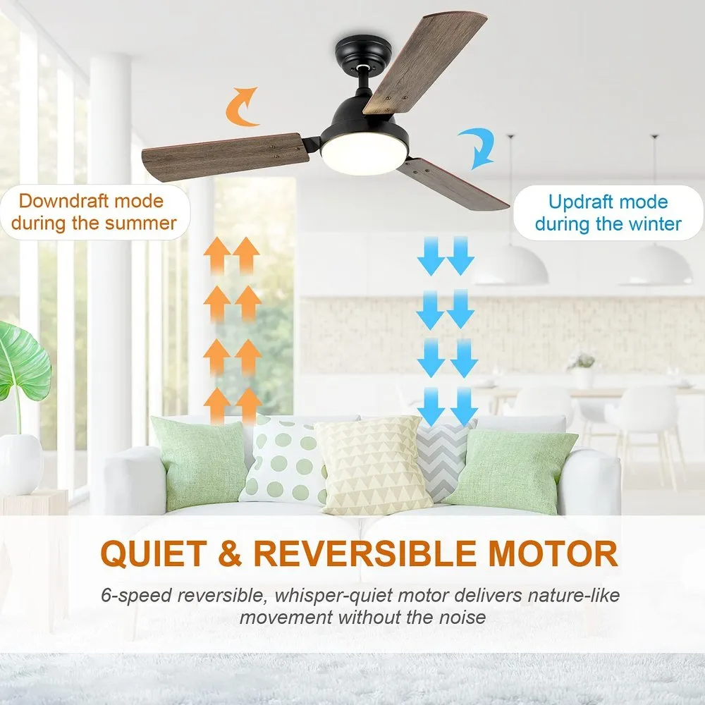 Modern LED Light Ceiling Fan Noble Bronze 44-inch