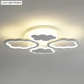 Modern White Acrylic LED Ceiling Light for Bedroom - Floating Cloud Flush Mount