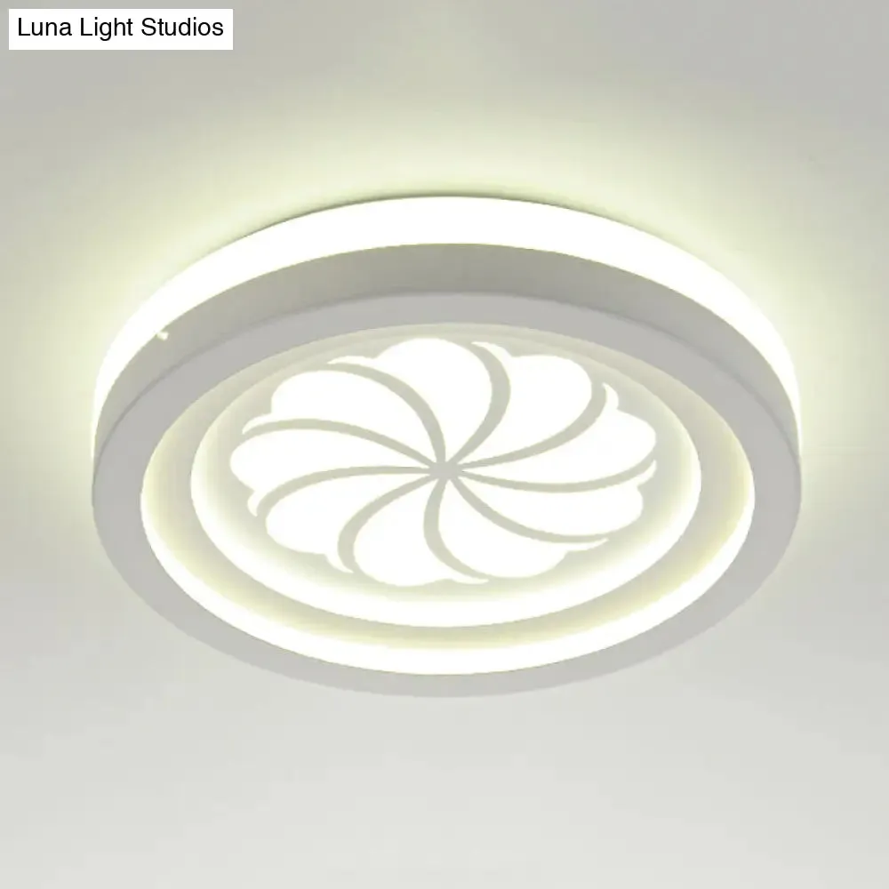 Modern White Circle Shade Ceiling Light - Acrylic Flush Mount for Hallway