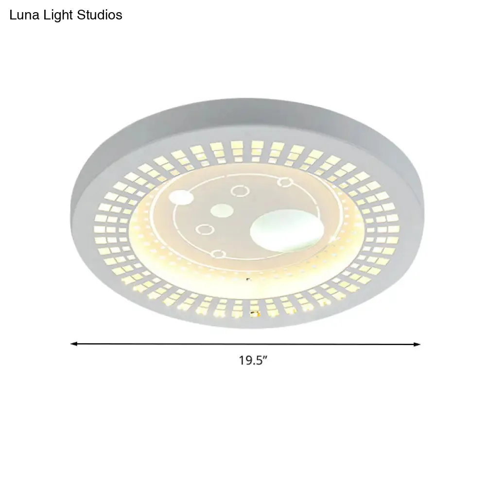 Modern White Circle Shade Ceiling Light - Acrylic Flush Mount for Hallway