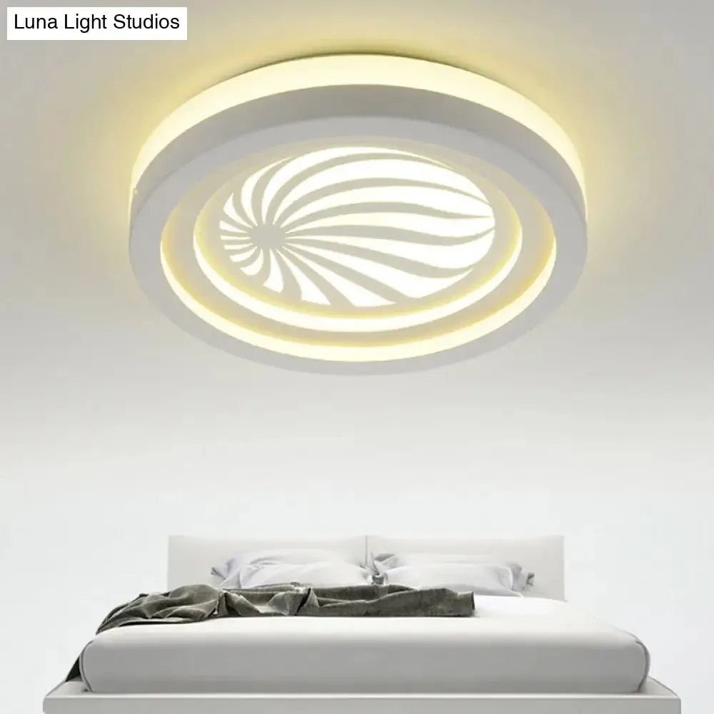 Modern White Circle Shade Ceiling Light - Acrylic Flush Mount for Hallway