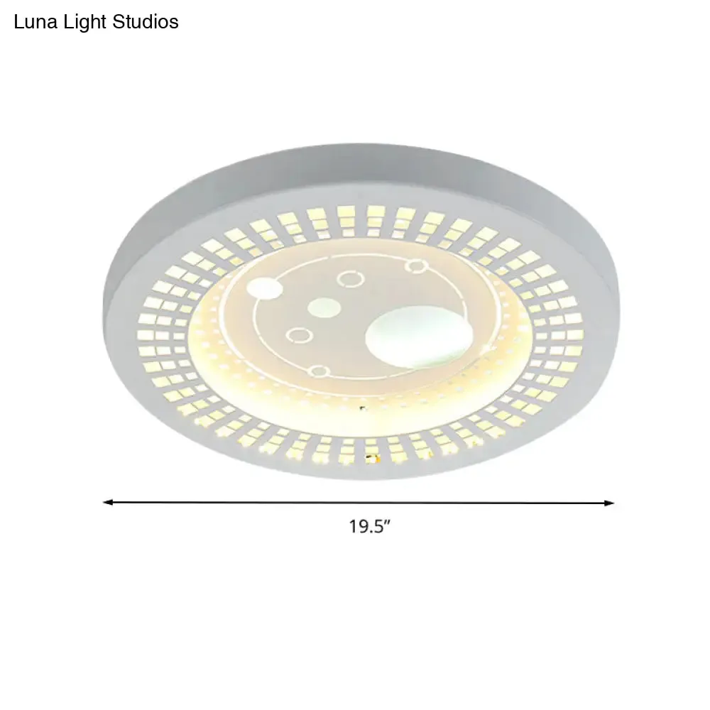 Modern White Circle Shade Ceiling Light - Acrylic Flush Mount for Hallway