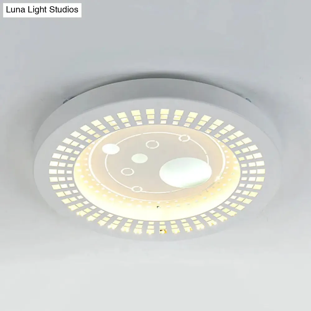 Modern White Circle Shade Ceiling Light - Acrylic Flush Mount for Hallway