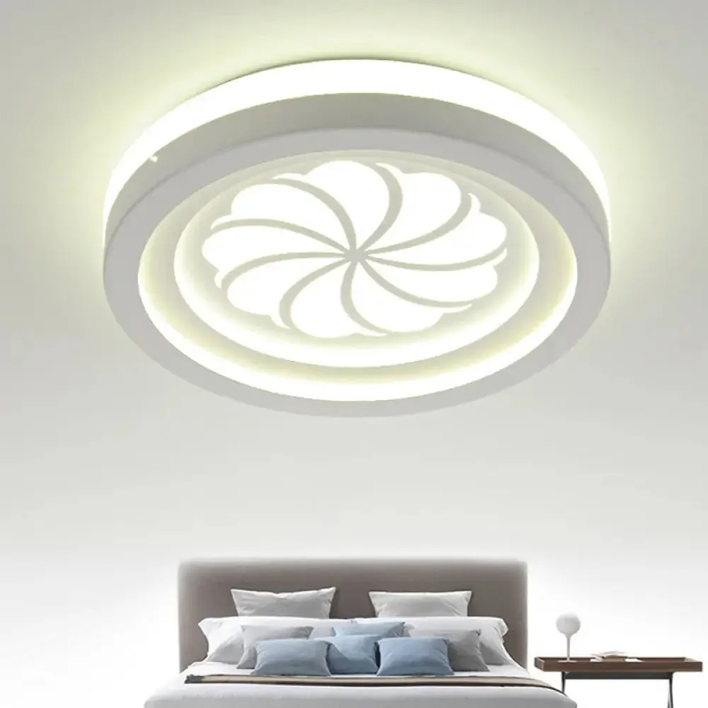 Modern White Circle Shade Ceiling Light - Acrylic Flush Mount for Hallway