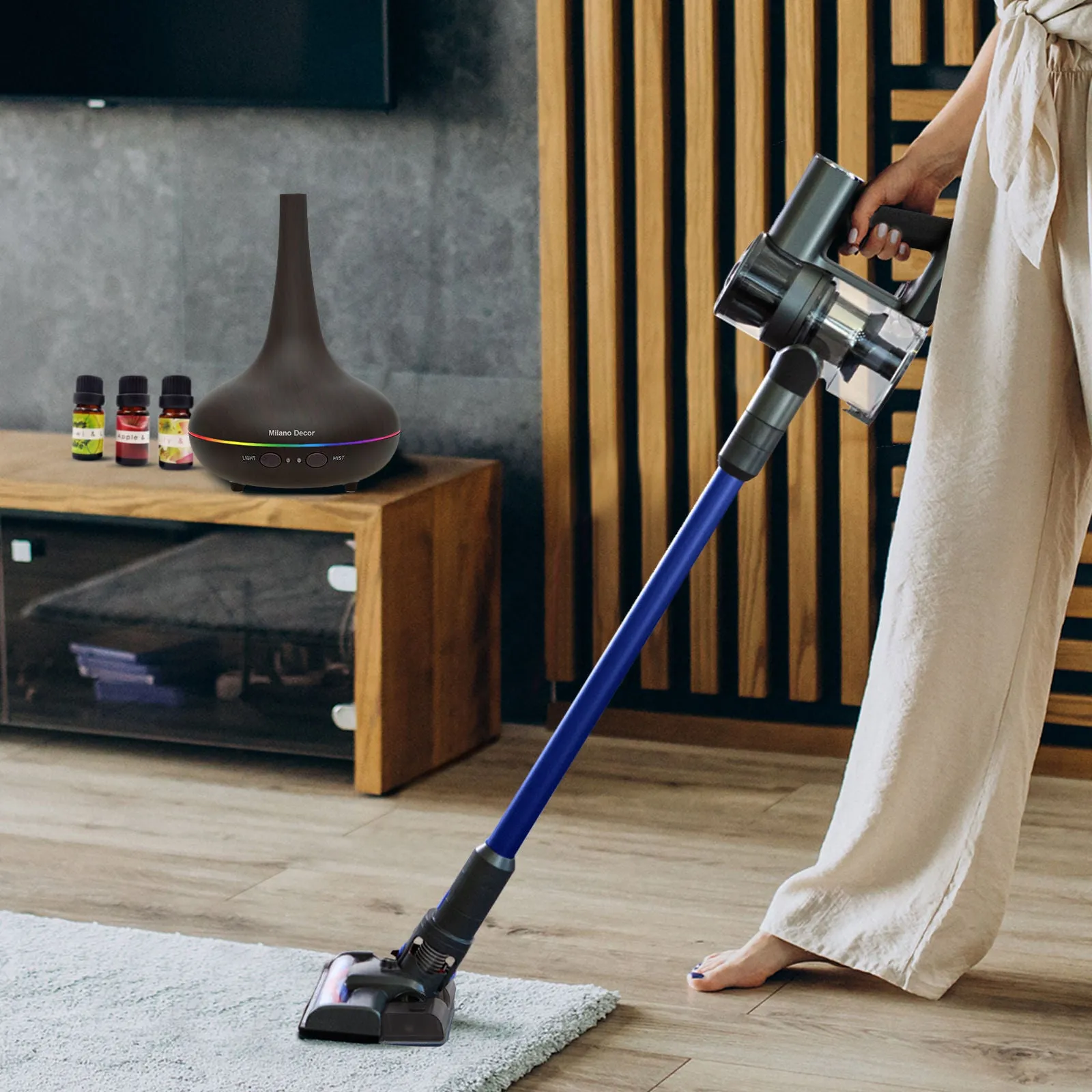 MyGenie H20 Pro Wet Mop 2-In-1 Cordless Stick Vacuum   Bonus Dark Wood Diffuser