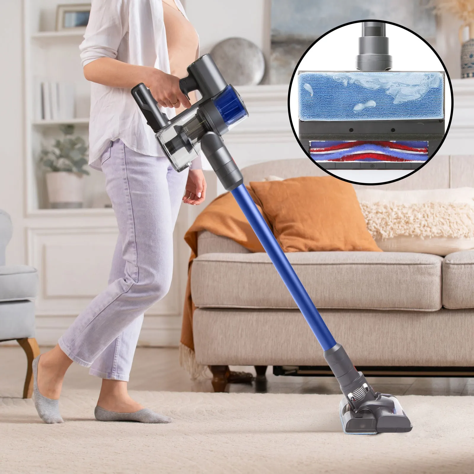 MyGenie H20 Pro Wet Mop 2-In-1 Cordless Stick Vacuum   Bonus Dark Wood Diffuser