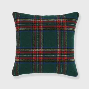 New - 18"x18" Christmas Plaid Square Throw Pillow Green - Evergrace