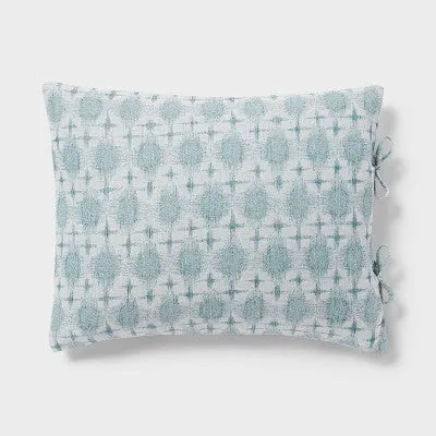 New - King Yarn Dye Ikat Duvet Cover and Sham Set Ivory/Teal Blue/Light Teal Blue - Threshold