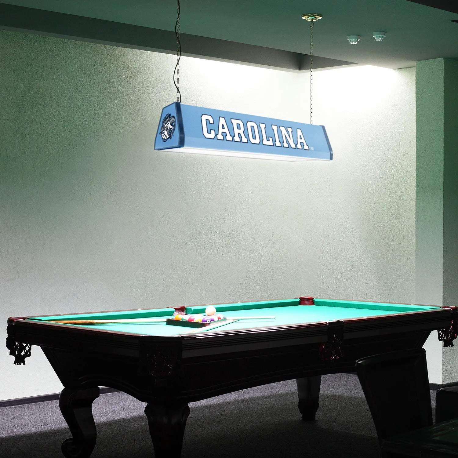 North Carolina Tar Heels: Standard Pool Table Light Carolina Blue / Mascot Cap