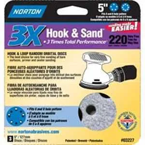 Norton 03227 Sanding Disc, 5 in Dia, 11/16 in Arbor, Coated, P220 Grit, Very Fine, Alumina Ceramic Abrasive, Spiral :PK  3: QUANTITY: 1