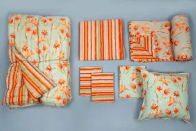 Ochre And Orange Daffodil garden Printed 7 PC Set