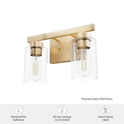 Open Box - 2-Light Hartland Seeded Glass Bathroom Vanity Wall Light Fixture Alturas Gold - Hunter Fan