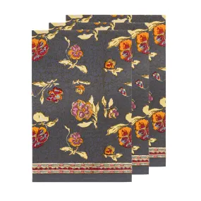 Pansy Tea Towels Red & Grey, Set of 3