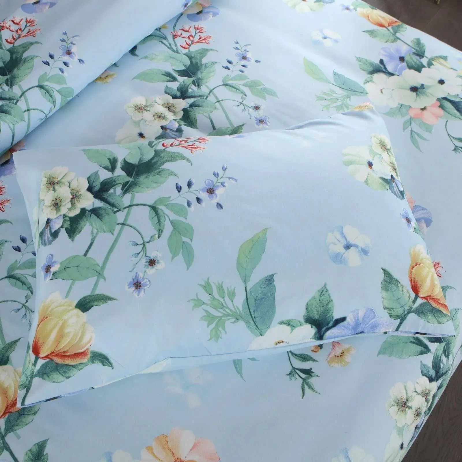 Pearl Bay 6 Piece Bed Sheet Set Light Blue with Flowers