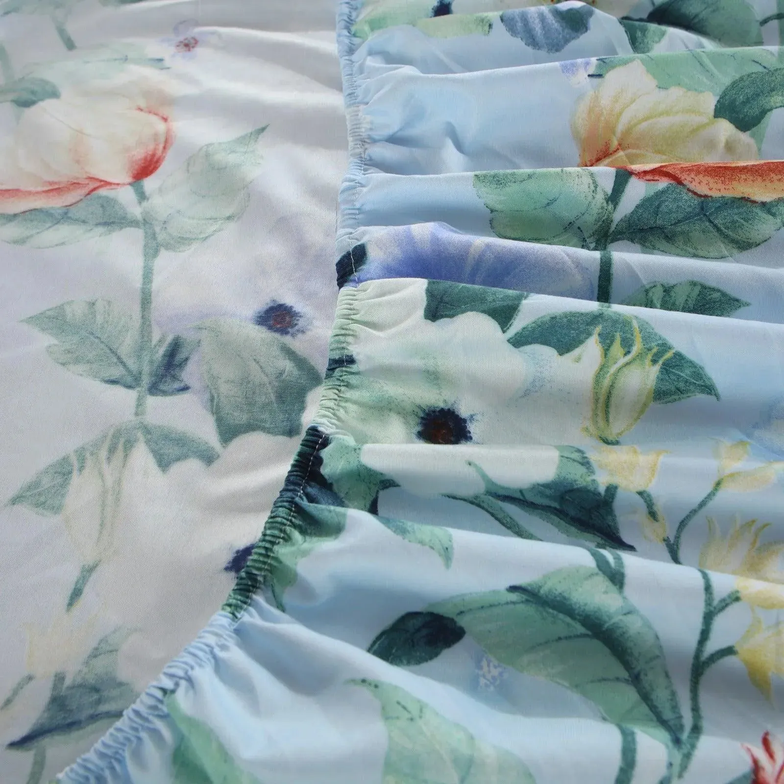 Pearl Bay 6 Piece Bed Sheet Set Light Blue with Flowers