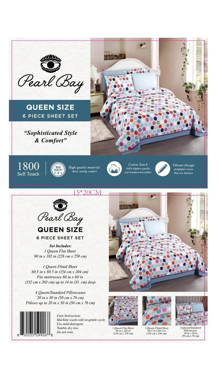 Pearl Bay 6 Piece Bed Sheet Set Polka Dots