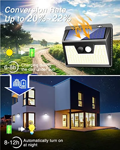 Peasur Solar Lights Outdoor Waterproof [6 Pack/140LED] Ultra-Bright, 3 Modes Solar Motion Lights Outdoor, Solar Fence Lights Security Lights for Garden Yard Outside (500LM)